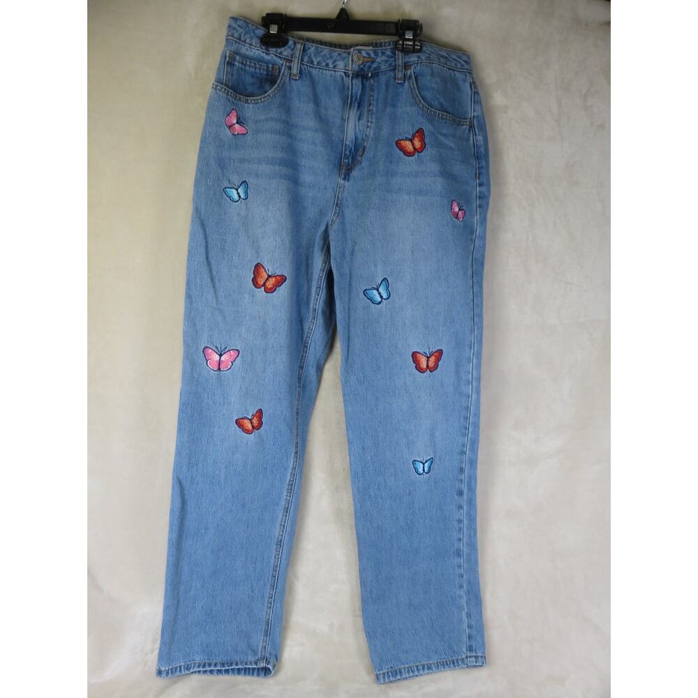 Vintage Forever 21 Jeans Women's Size 30 Embroidered Butterfly Light Wash